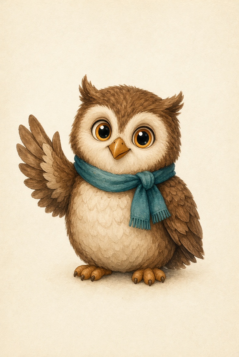 Hoot the owl, waving