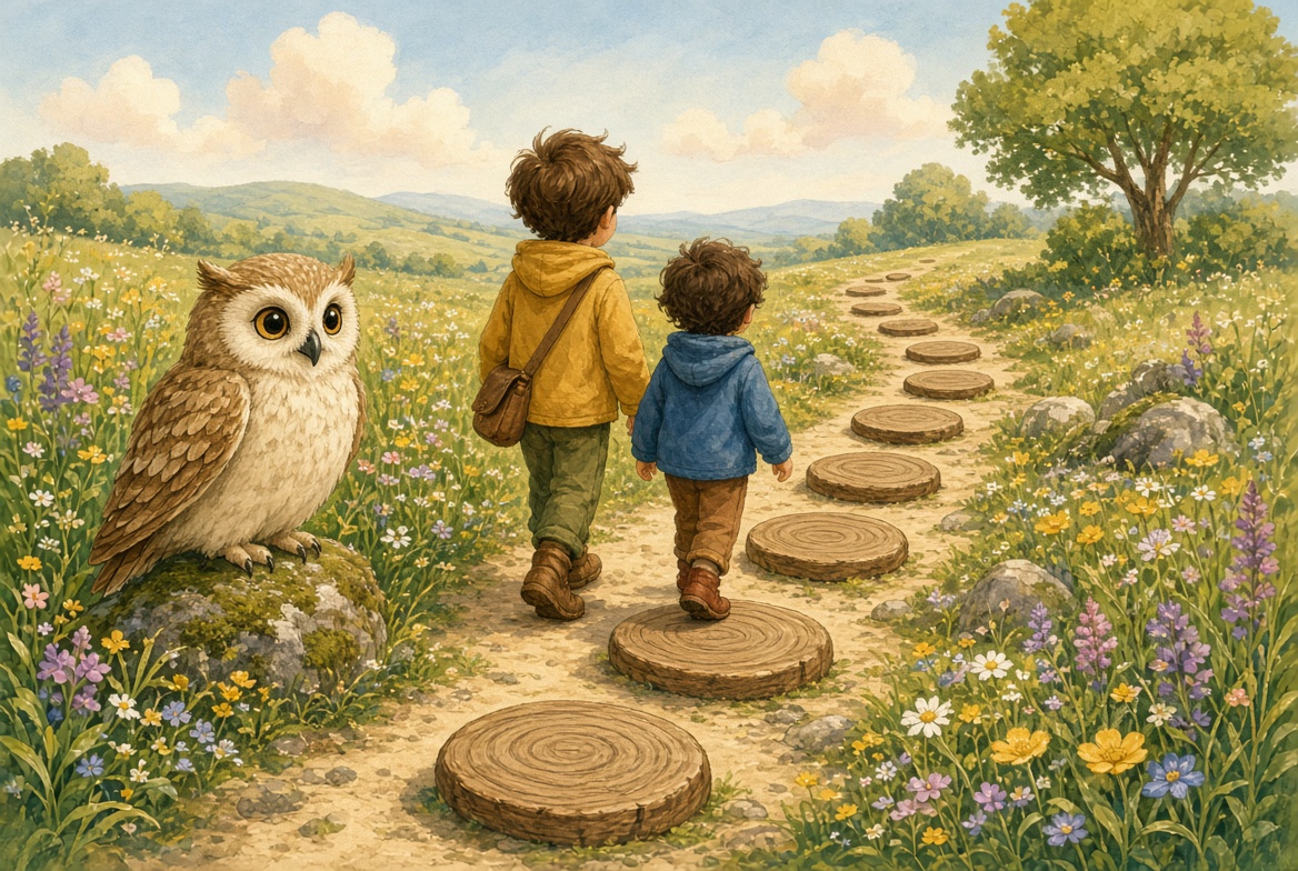 A meadow path of stepping stones